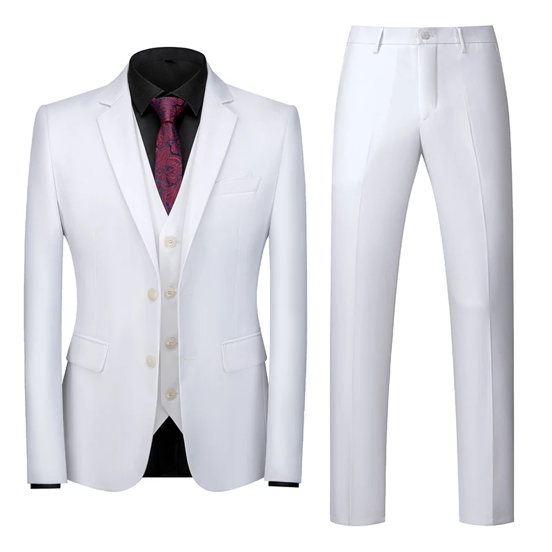 Light Green Men\'s Suit 3 Pieces (Jacket+Pants+Vest) White Black Gray Red Terno Masculino Fashion Slim Costume Homme 6xl