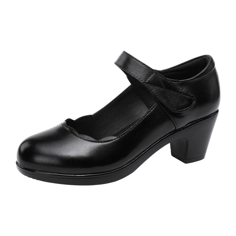 Plus Size 32-43 Platform Shoes Genuine Leather Women Pumps 2021 Autumn Wedding Shoes Dress Black Office Work Shoes Ladies