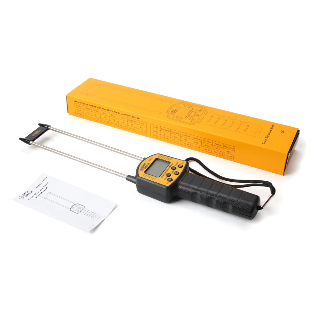 Medidor de umidade digital ar991, testador higrômetro e tela lcd para 14 tipos, uso para cultivo, milho, trigo, feijão de farinha