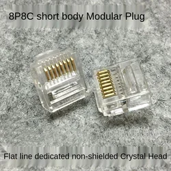 50 Pcs RJ45 Ethernet Cables Module Plug Network Connector 8P8C Flat Cable Crystal Head Short Body Crystal Head for Network Cable