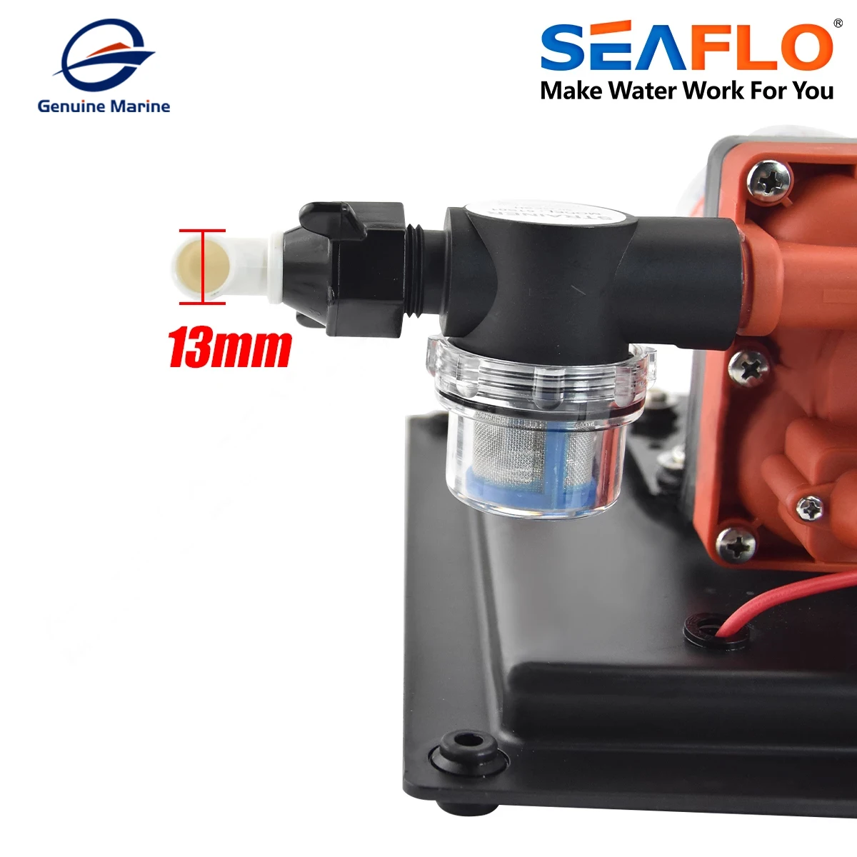 SEAFLO 42 Series Diaphragm Pump 3GPM Water Supply Pressure System Tank Large Flow 24V Self Priming Pump for RV Boat Yacht Stable