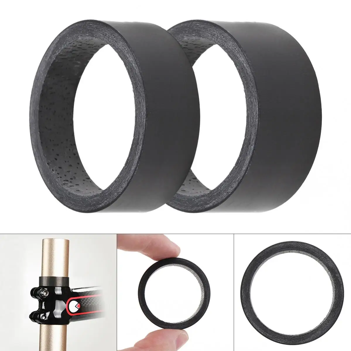 

15-20mm High Strength Full Carbon Fibre Bicycle Bike Fork Headset Spacer Road Mountain Bicycle for 1 1/8"(28.6mm) Stem