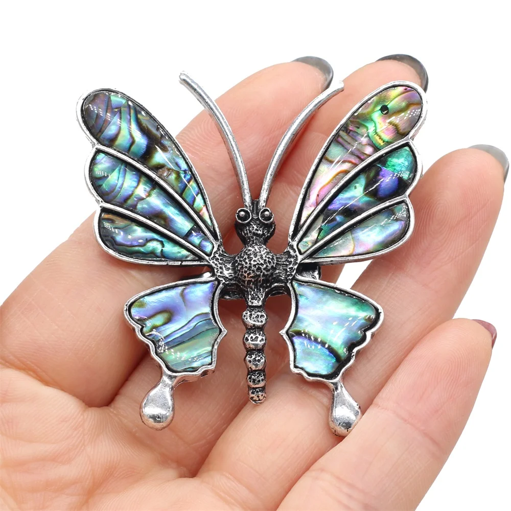 Natural Abalone Shell Brooches Pendant Cute Butterfly Brooches Pendant Charms Fit Coat Accessories Jewelry Best Gifts