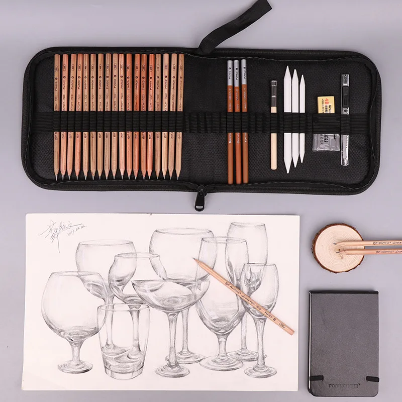 Sketch Drawing Pencil Set Professional Sketching Drawing Charcoal Sketch Tool Brush Set Student With Rubber Art Brush