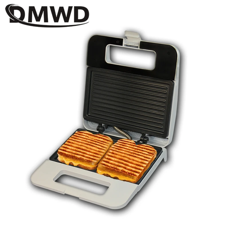 DMWD Mini Electric Sandwich Making machine Non-Stick Plates Panini Toaster Baking Multifunction Breakfast maker Egg waffle EU