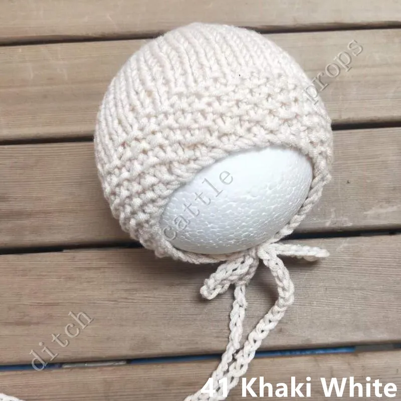 Thick hat newborn photography props Handcraft Baby hand Knit Milk Cotton Thick Bonnet  Baby Photography clothing