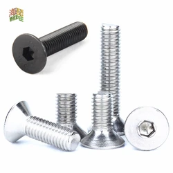 5-50pcs M2 M2.5 M3 M4 M5 M6 M8 304 A2 Stainless Steel Black grade 10.9 Hexagon Hex Socket Head Flat Countersunk Allen Bolt Screw