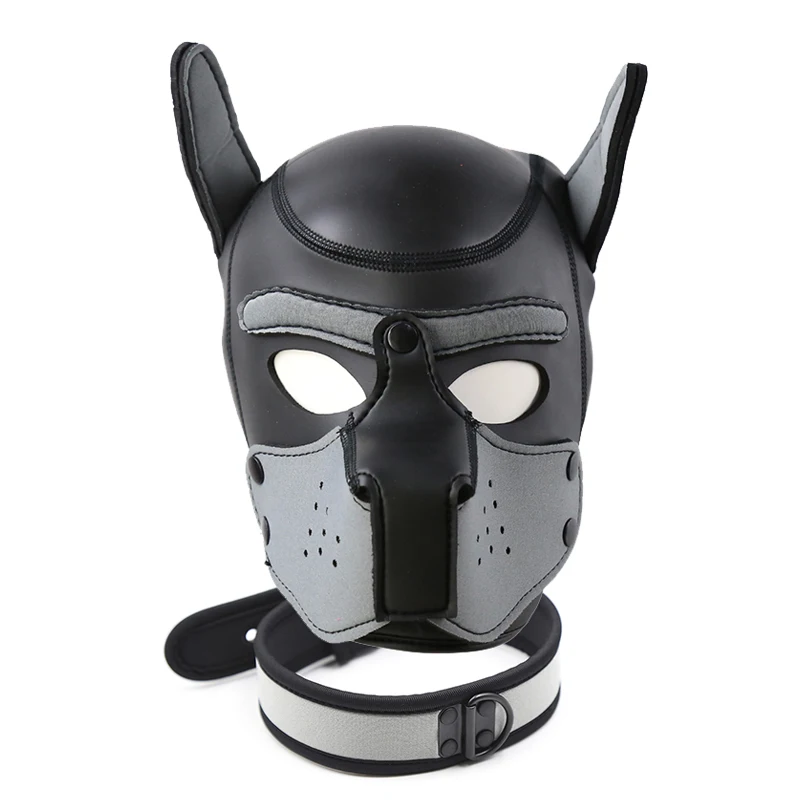 Hot Fashion Dog Mask Puppy Cosplay Full Head for Padded Latex Rubber Role Play with Ears 10 Color