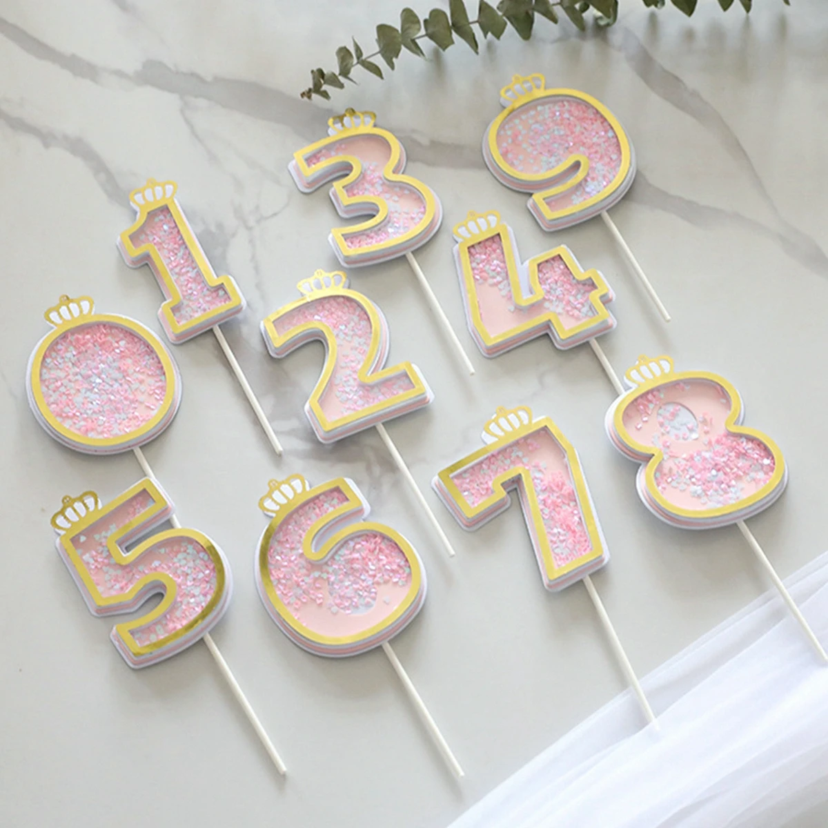 Happy Birthday Cake Topper 1st 2nd Birthday Party Decoration Kids Adults Baby Shower Baking Supplies Number Cakes Dessert Decor