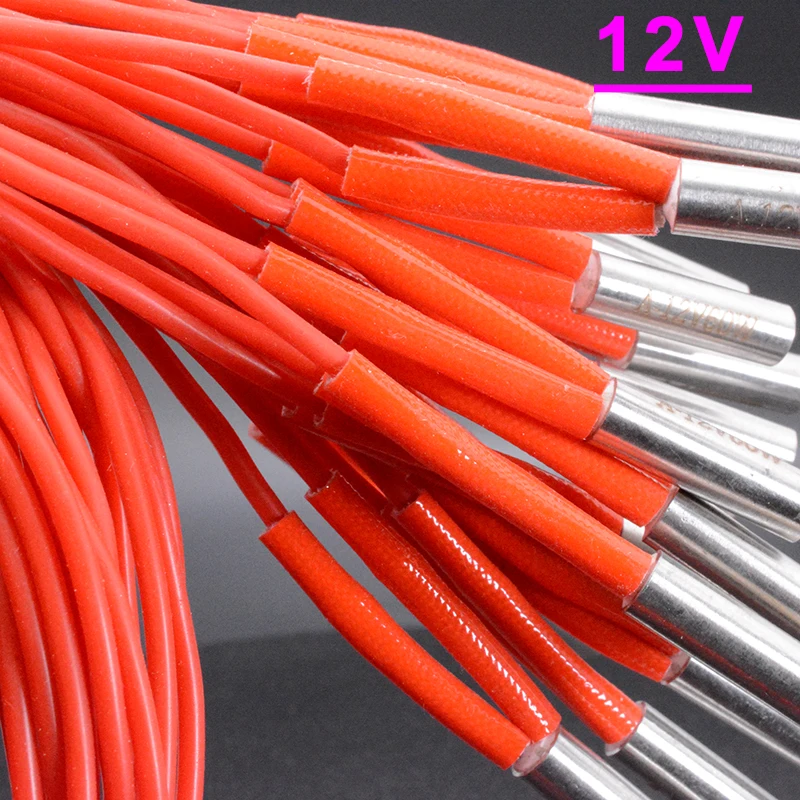 3D Printer 6*20MM 12V/24V 40W 60W Heater Cartridge with 100CM Silicone Cable for V5 V6 Volcano MK8 ender3 CR10 PT100 Hotend