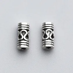 925 Sterling Silver S Pattern Cylinder Spacer Beads 9x4mm Vintage Short Tube Silver Beads DIY Jewelry Accessories Fit Bracelets