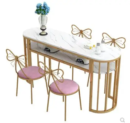 New nail table single double simple modern nail table round double-layer table economical nail table and chair set