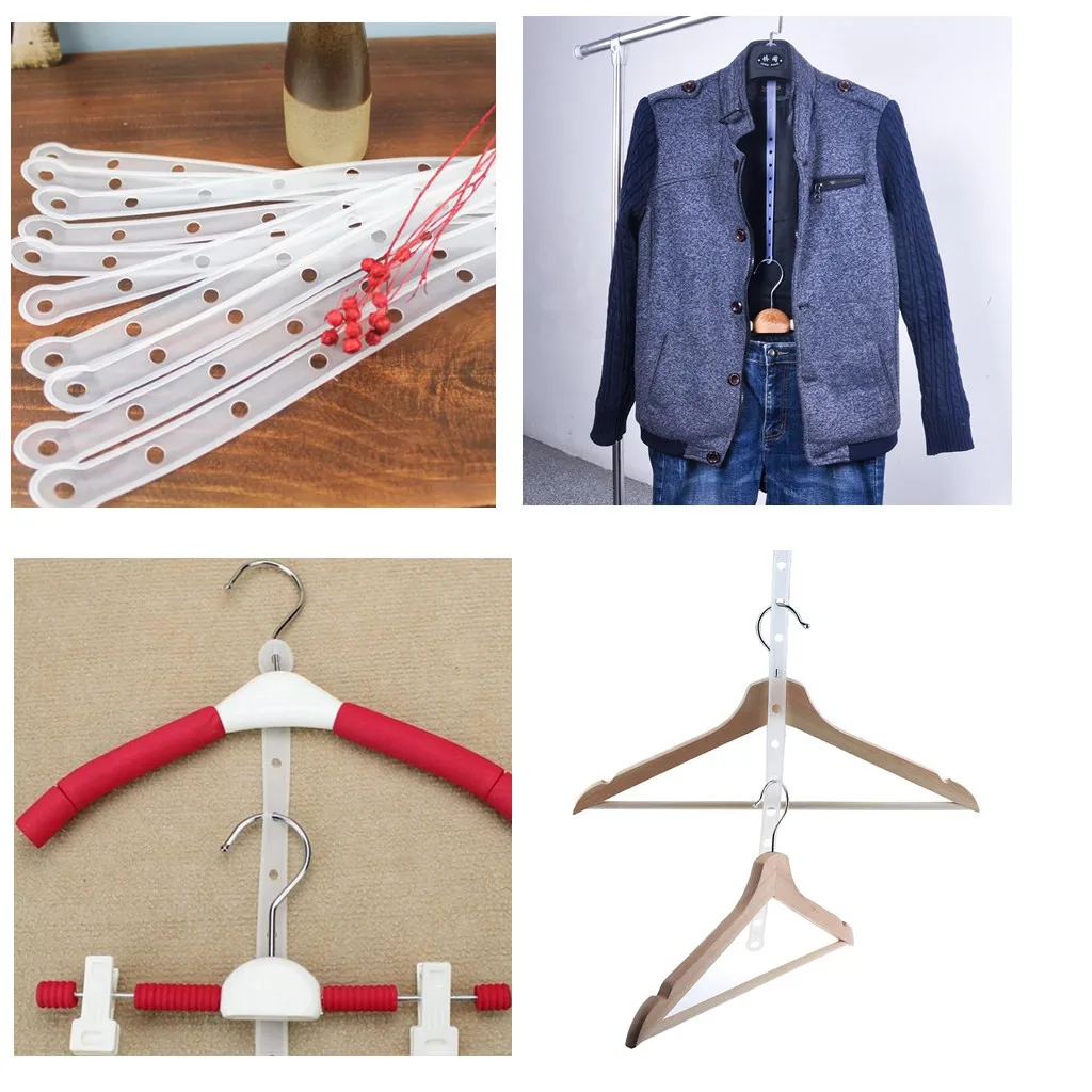 Pack of 10 Plastic Clothing Shop Displays Stable Hanger Connector Strips 14 Holes Suit Connecting Supplies