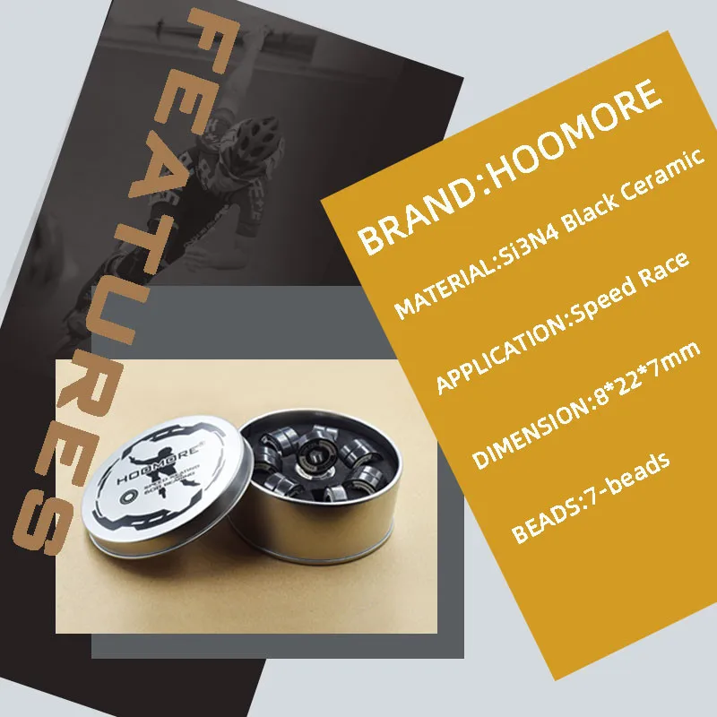 New arrival High quality professional inline speed skating bearing Si3N4 black ceramic 608RS track marathon race bearings