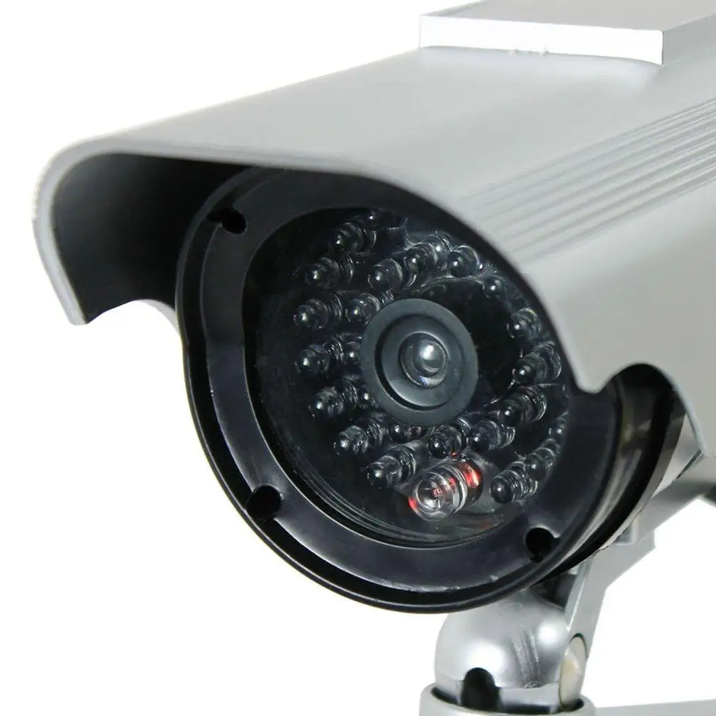 Solar Power Dummy Camera Security Waterproof Fake Camera Outdoor Indoor Bullet LED Red Light Monitor CCTV Surveillance Camera