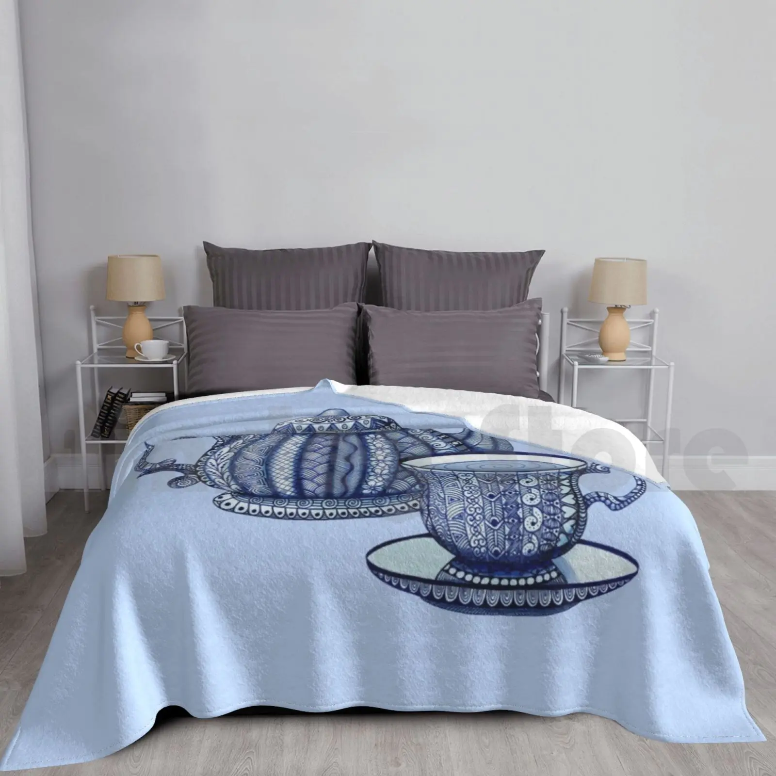 Tea Time Blanket For Sofa Bed Travel Tea Teapot Teacup Tea Time Tea Party Tea Cup High Tea