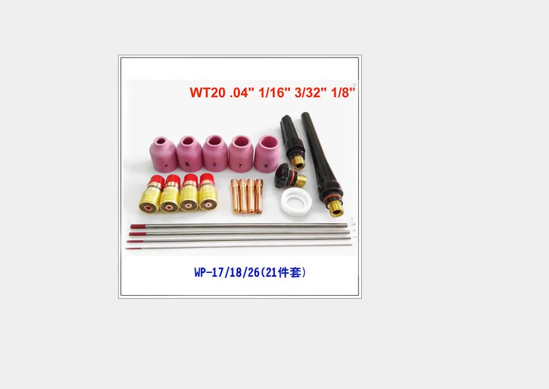 21pcs TIG Welding Torch Stubby Gas Lens Kit Cup Collet Body Nozzle for WP 17/18/26 Welding Machine Accessories