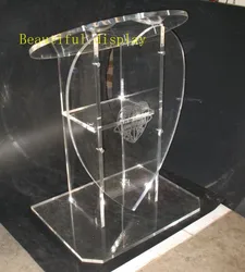 Free shipping the new popular wedding special heart-shaped acrylic podium organic glass church pulpit