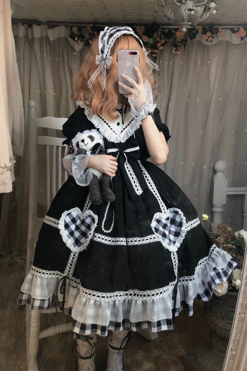 Pałacowa księżniczka słodka lolita sukienka retro marynarski kołnierzyk falbala wysoka talia wiktoriańska sukienka kawaii dziewczyna gothic lolita