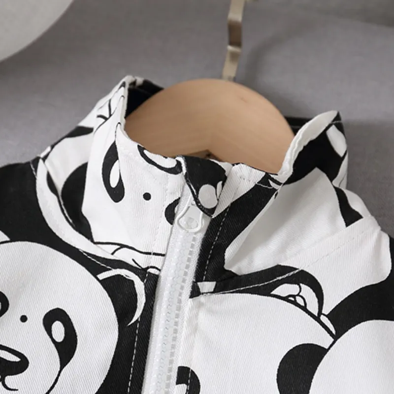 Baby Girl Boy Cotton Panda Clothes Set Zipper PJacket+Pant 2PCS Infant Toddler Child Tracksuit Outfit Baby Clothes Suit 1-5Y