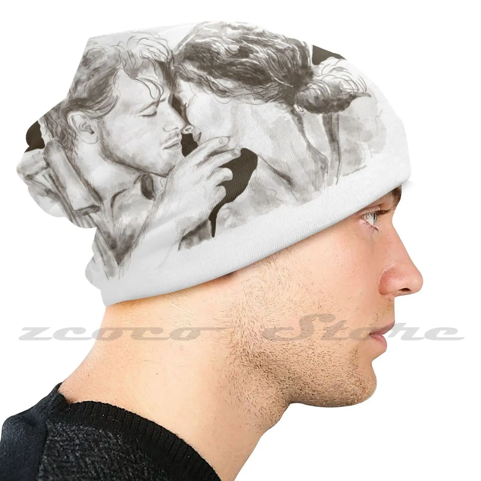 Jamie And Claire The Kiss Outlander Knit Hat Hedging Cap Soft Elasticity Outdoor Sports Leisure Outlander Outlander Art