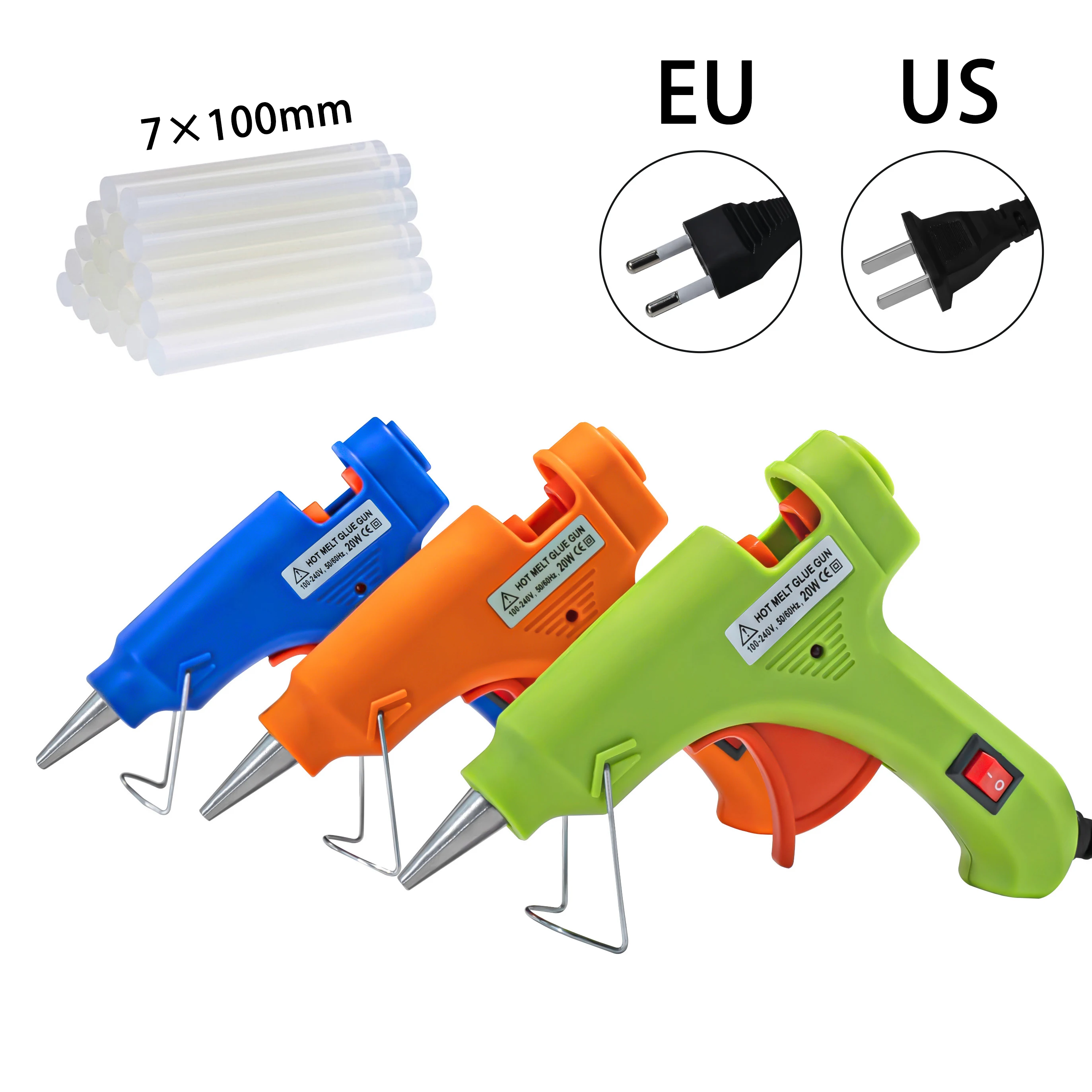 20W Hot Melt Glue Gun With 7*100MM Glue Sticks Industrial Mini Guns Thermo Electric Heat Temperature Tool