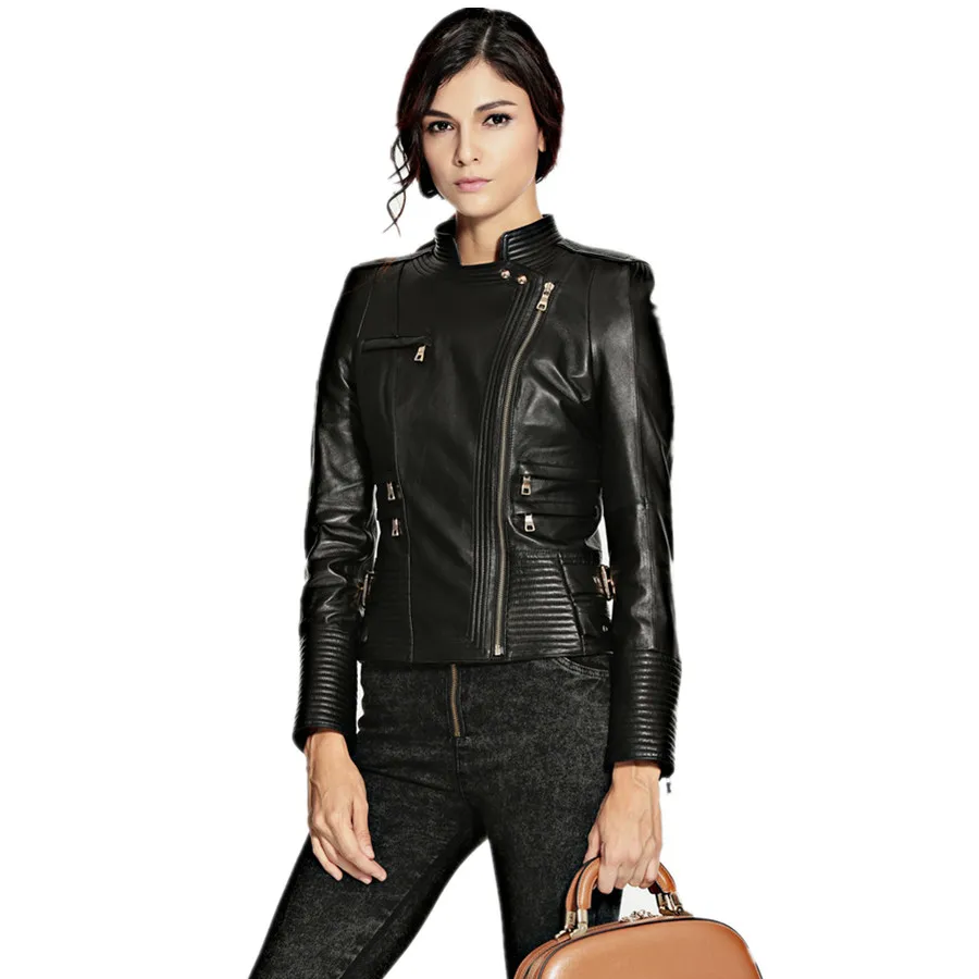 Abrigo de piel de oveja Natural para mujer, chaqueta Bomber con cremallera, gran calidad, F871, 100%