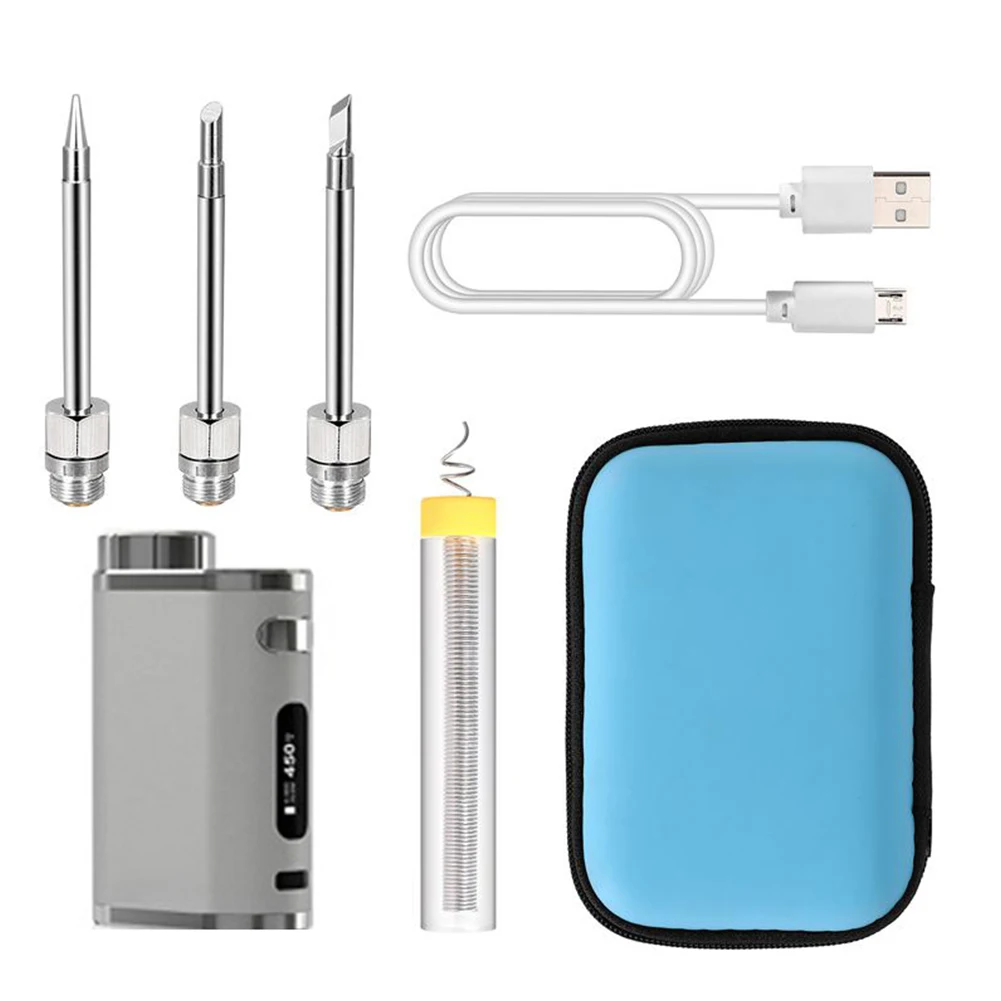 Kit de soldador recargable inalámbrico portátil, equipo de soldadura de alta potencia, batería sin cable USB, 1-75W, 1 Juego