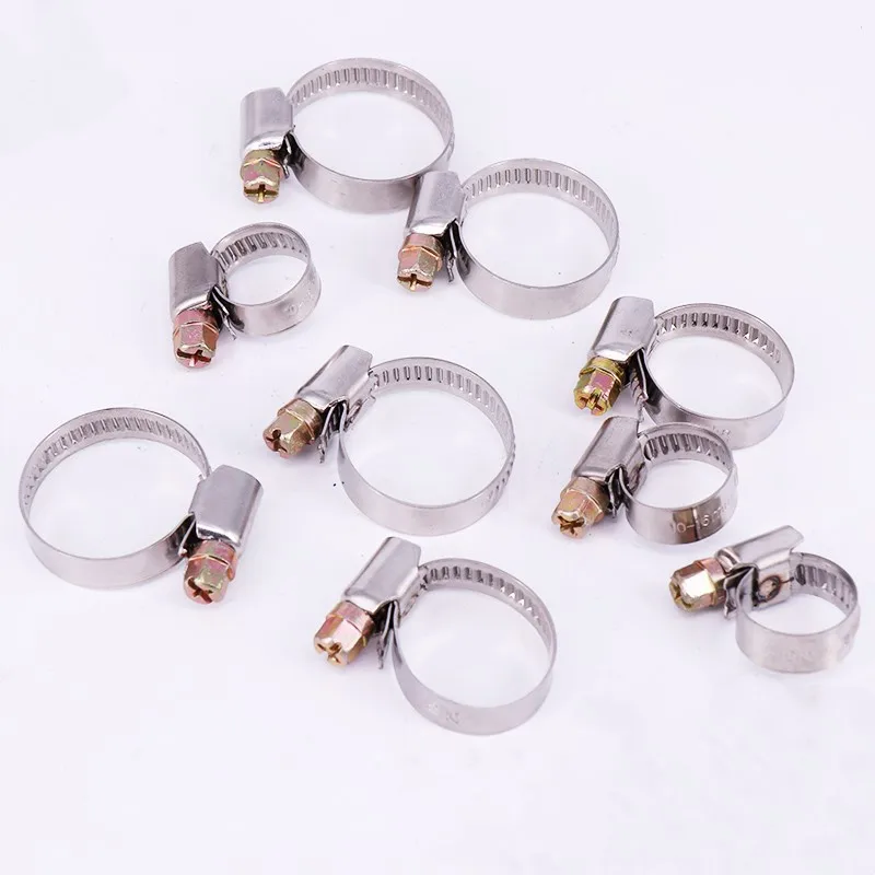 5pcs 201 Stainless Steel Hose Clamp German Style Water Pipe Clasp Tube Fitting Fastener Tool 9mm Wide