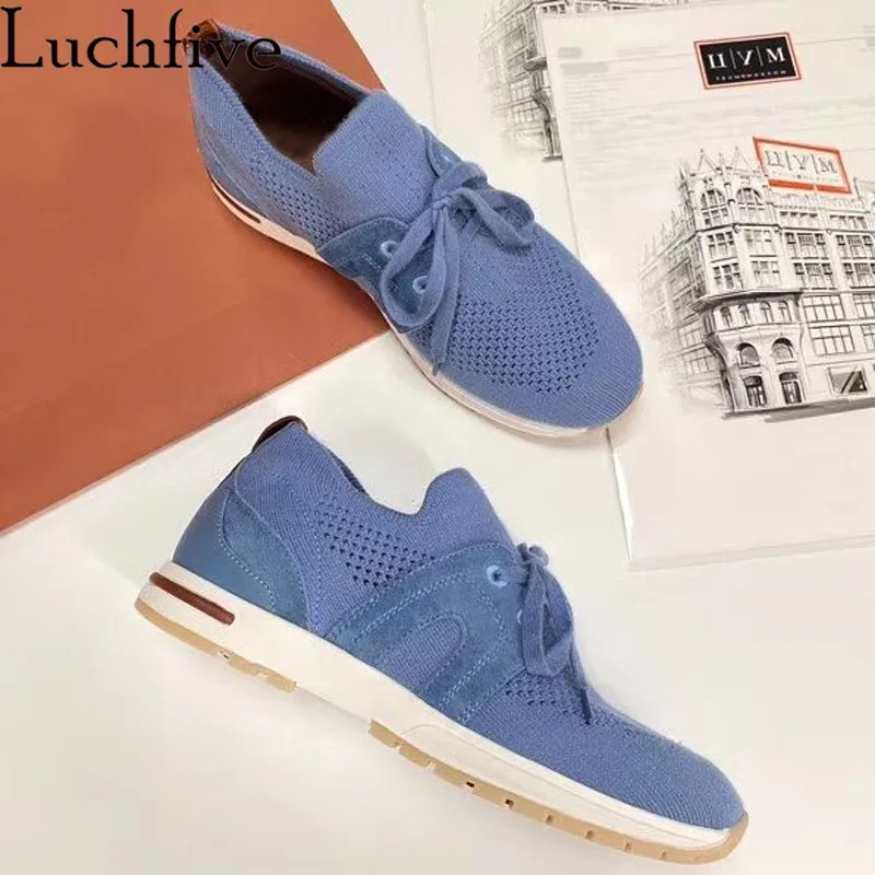 Autumn New Leisure Sneakers Woman Thick Bottom Knitted lace up Flat Casual Shoes Outdoorv Ventilate Run Shoes Women