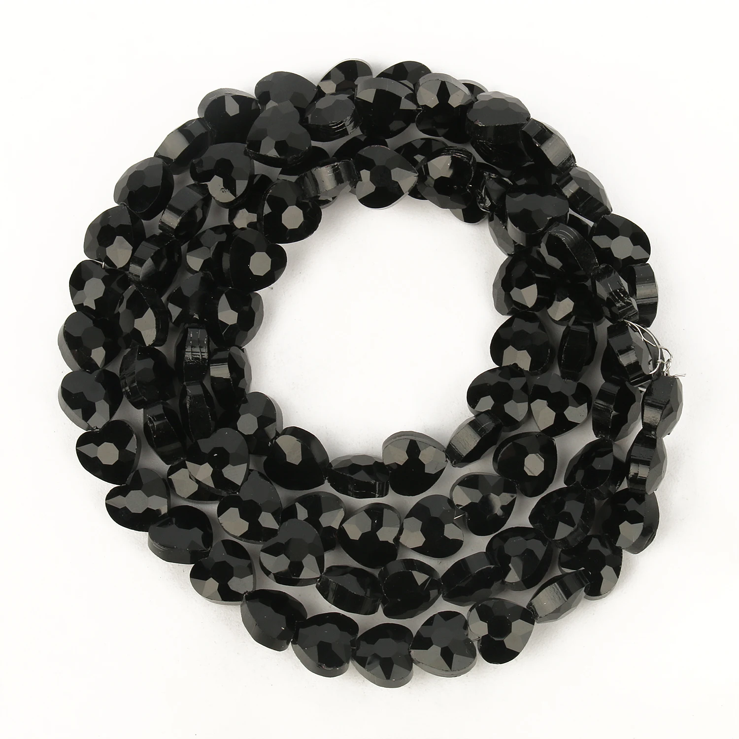 30pcs/lot Faceted Black Glass Crystal Heart Beads Loose Spacer Beads For Jewelry Making DIY Bracelet Necklace Strands 8mm