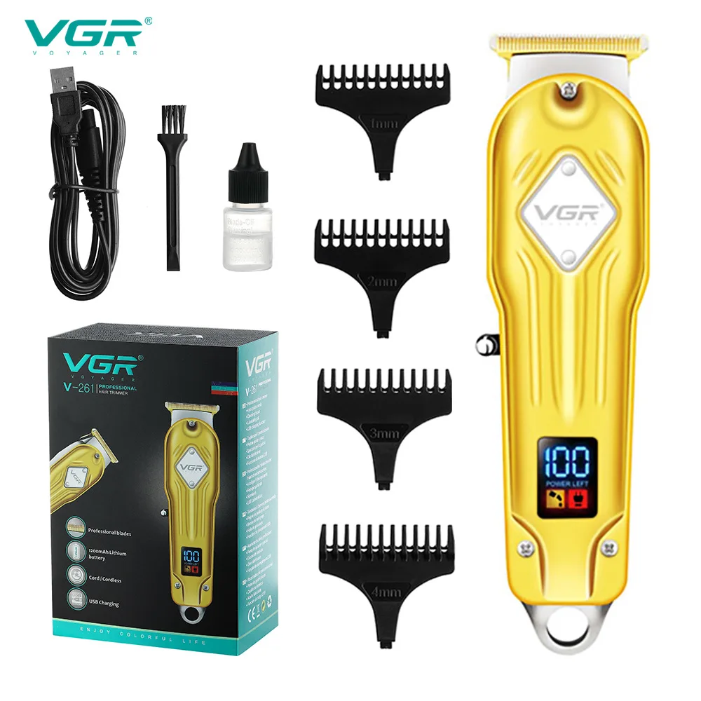 VGR 261 Hair Clipper Rechargeable Portable Professional Adjustable Personal Care Barber Trimmer For Men Salon USB LCD VGR V261