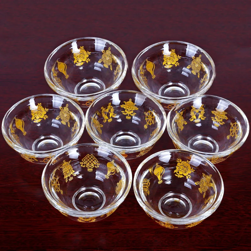 Crystal Auspicious Water Bowl Tibetan Buddhism for The Cup of Water Cup Buddha Supply Bowl Single 9cm