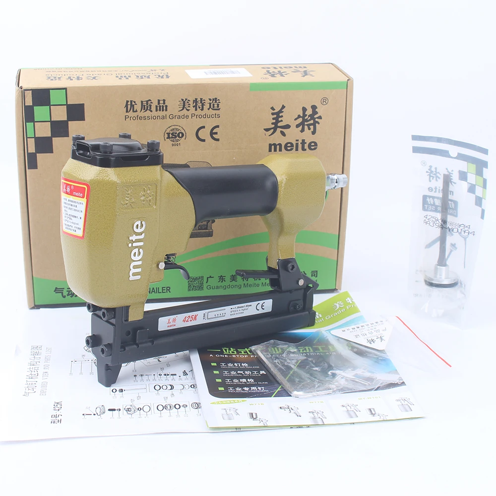 Meite 425K Pneumatic U Nails Gun Air Stapler For Decoration/Leather/Shoes