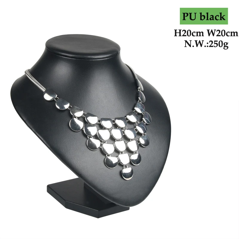 

Fashion Hot Model Show Exhibitor 6 Options PU Black Leather Jewelry Display Woman Necklaces Pendants Mannequin Jewelry Stand