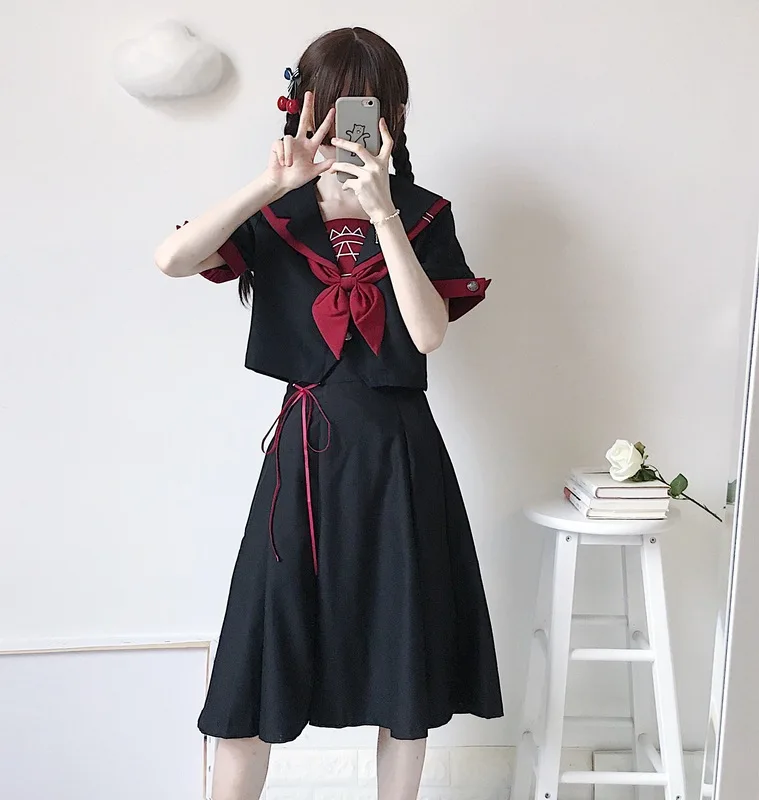 College Stijl Student Uniform Jk Uniform Rok Schooluniform Pak Halloween Cosplay Kostuum Uniform Devil Cosplay Kostuum