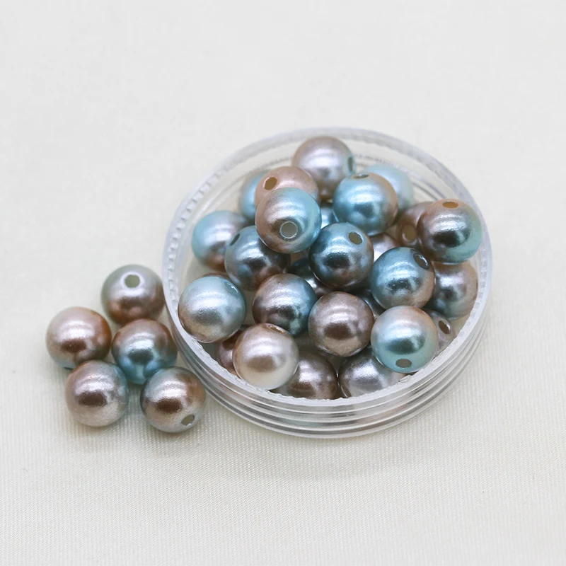 Fashion 3/4/6/8/10/12mm Round Pearl Gradient Magic Mermaid ABS Pearls Bead with 2Holes Crafts for Apparel Sewing jewelry Making