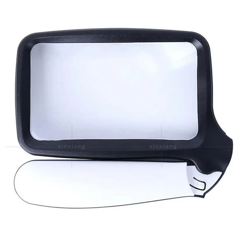 2 مرات التكبير 108x63 مللي متر مستطيل عدسة المحمولة للطي مع 5 قطعة مصابيح LED كلوز قراءة صحيفة HD الاكريليك المكبر