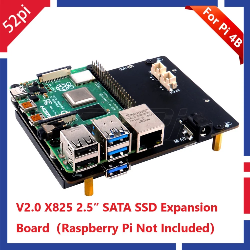 

Raspberry Pi V2.0 X825 2.5 Inch SATA HDD/SSD Storage Expansion Board Acrylic Case for Raspberry Pi 4 B ( 4 Model B )