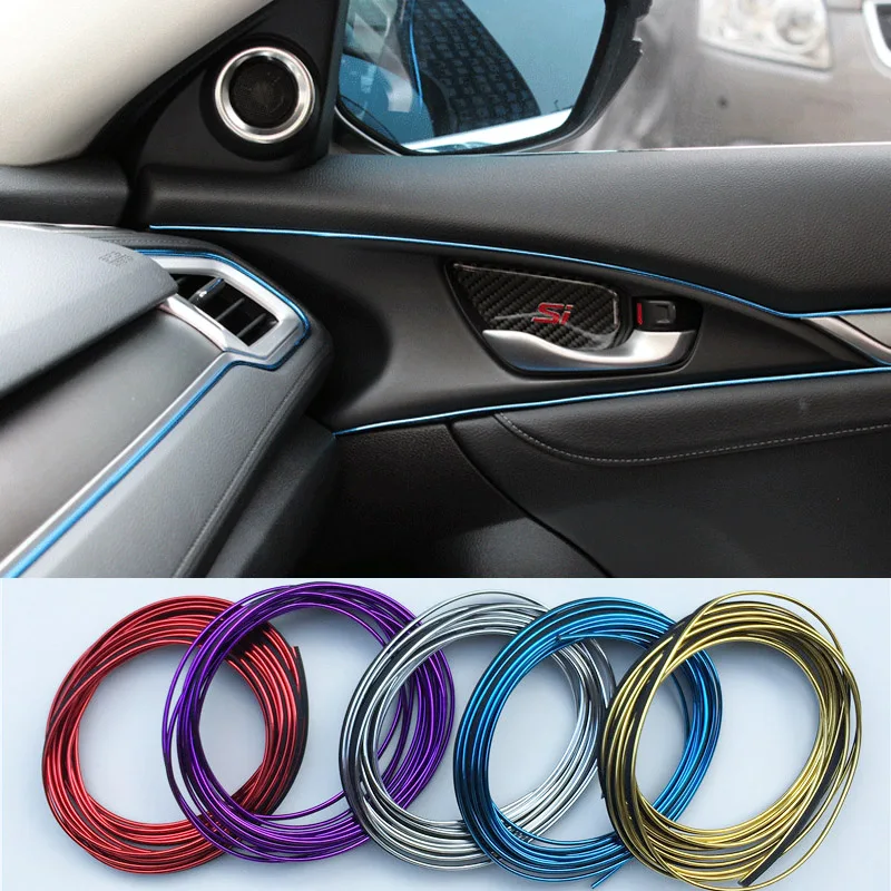 5M/pack DIY Universal Flexible Interior Decoration Car Styling Moulding Trim Strip Chrome Decoration Strip