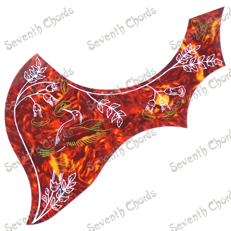 1 Pcs Hummingbird Flower Folk Acoustic Guitar Pickguard Pick Guard Anti-scratch Plate (JPHN-RED-02)