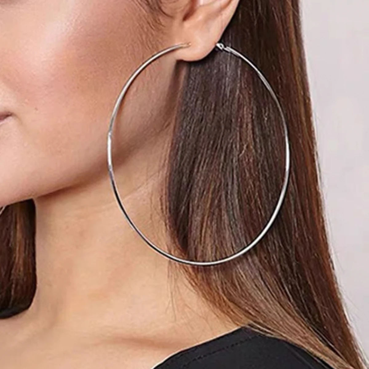 20-90mm Exaggerated Big Smooth Circle Hoop Earrings for Women Simple Small Round Loop Earring Wedding Jewelry Brincos Cool Gift