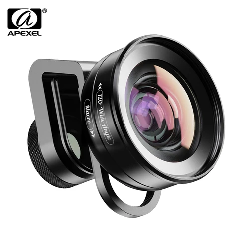 APEXEL 2 en 1 lente 4K 120 grados súper gran angular 10x lente para fotografía macro para iPhone Samsung xiaomi Realme todos los teléfonos móviles