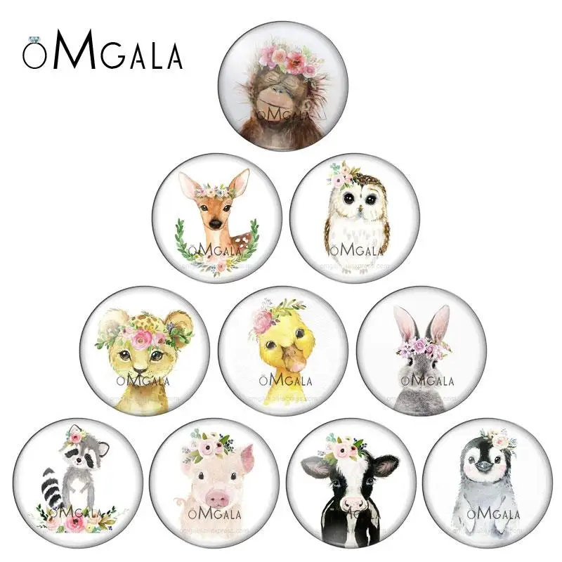 

New beauty artistic Animals mixed 10pcs 8mm/10mm12mm/18mm/20mm/25mm Round photo glass cabochon demo flat back Making findings