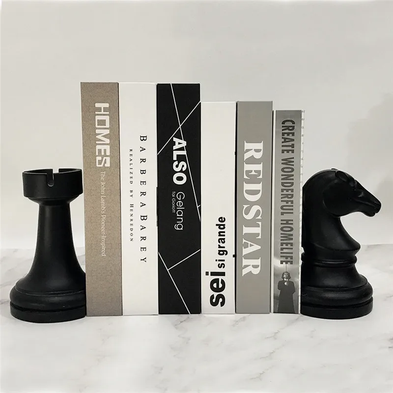 2ps Creative Resin Bookends Figurine  Chess Model Book Stand Ornaments Home Office Study Bookshelf Decor Europe Style JSYS