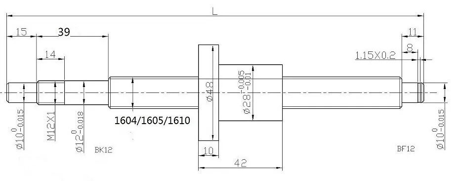 SFU1605 200mm 250mm 300mm 350mm 400mm 450mm 500mm 550mm 600mm ball screw C7 with end machined CNC parts RM1204