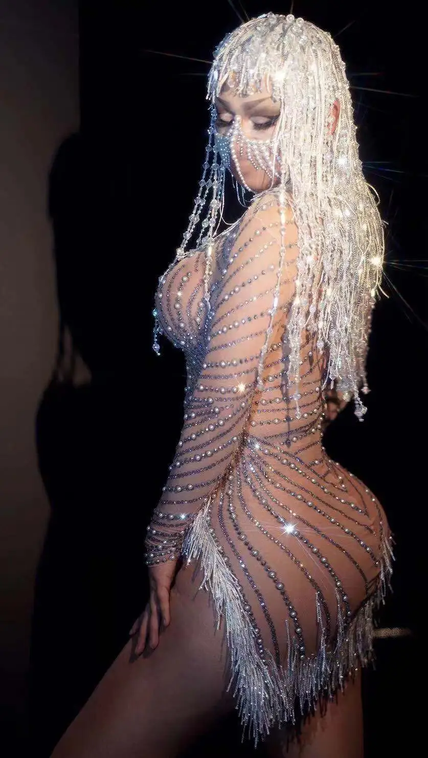 

Акторный костюм для ночного клуба, бара, блестящее платье из спандекса, сексуальный наряд для певицы, сценического шоу