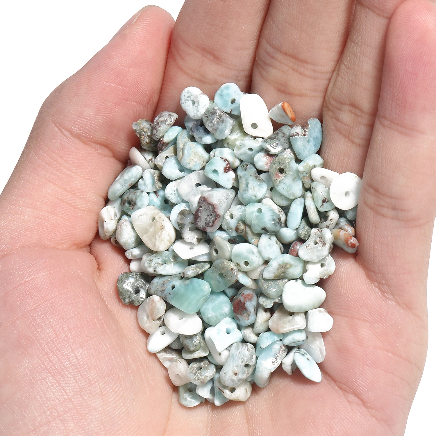 3-5/5-8mm Natural Larimar Gravel Stone Beads Irregular Chips Loose Spacer Beads For Jewelry DIY Making Bracelet Accessories 16\'\'