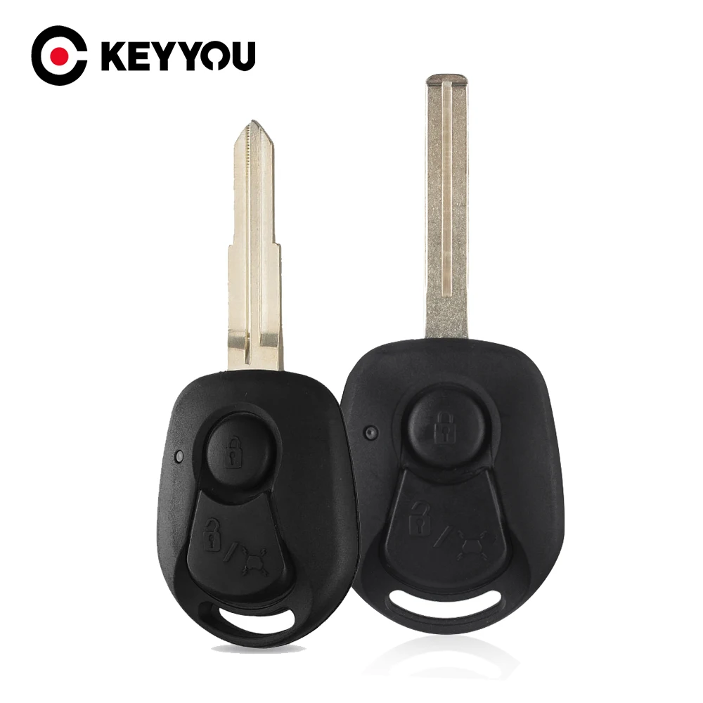 KEYYOU-carcasa de llave remota de coche, carcasa de 2 botones para Ssangyong ACTYON Kyron Rexton RX7, hoja sin cortar, funda para mando a distancia