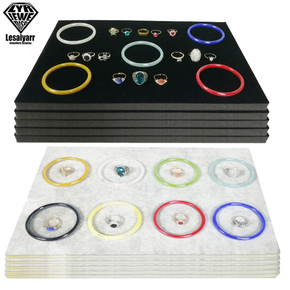 5pcs/lot Jewelry Foam Tray Inserts Liners Grey/Black Velvet Jewellery Rings Bracelet Watch Showed Case